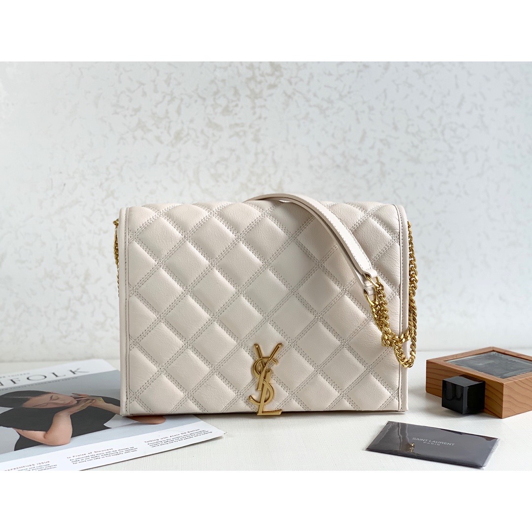 Sa1nt Lau*nt Becky Small Shoulder Bag White For Women 10.5in/27cm Y51