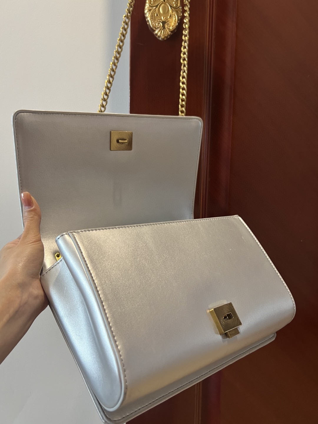 Dolce & Gabbana Large Devotion Bag In Quilted Nappa Silver For Women 10in/26cm DG