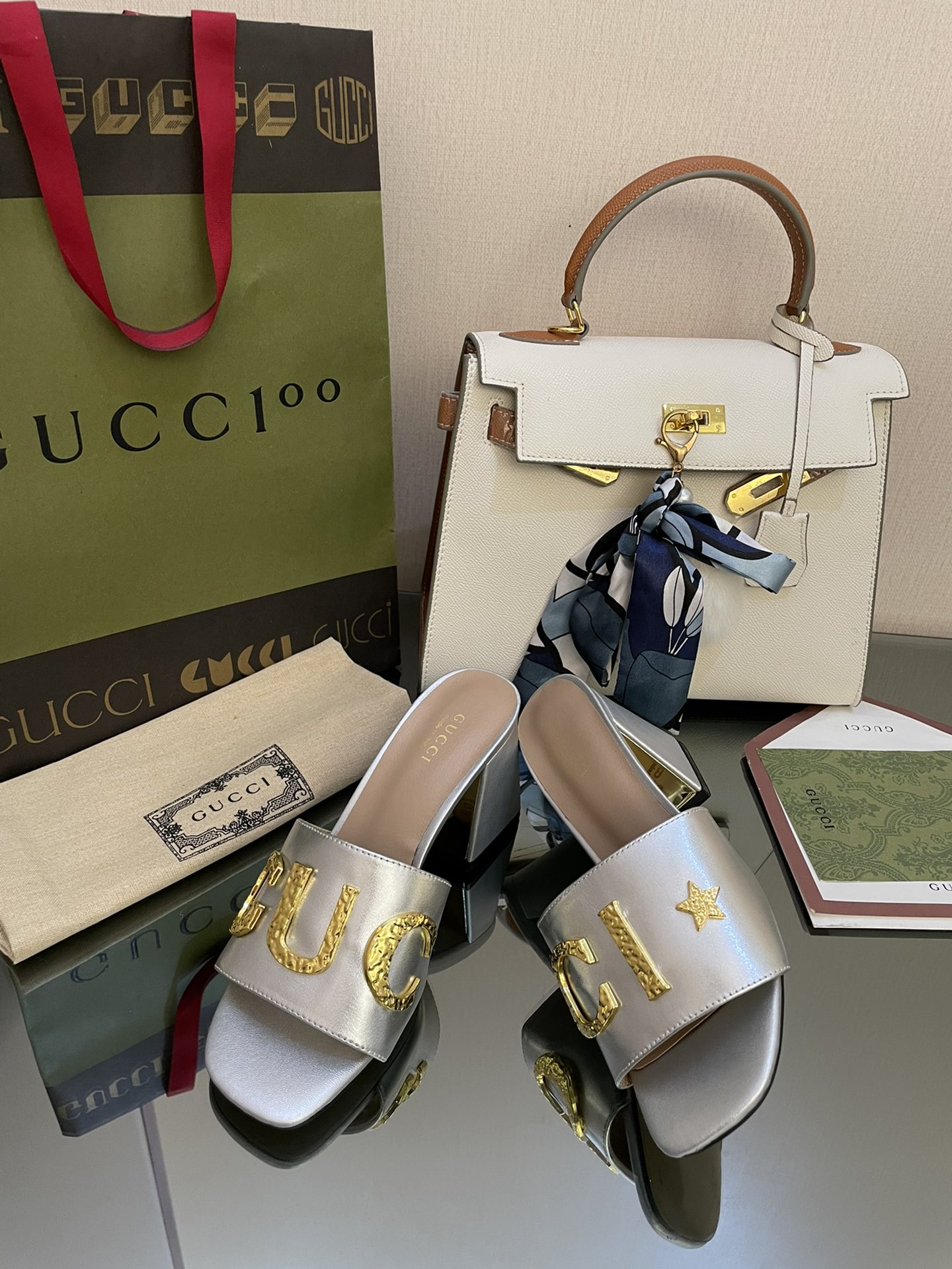 Gvc*1 Women’s ‘Gvc*1’ Slide Sandal Silver For Women GG