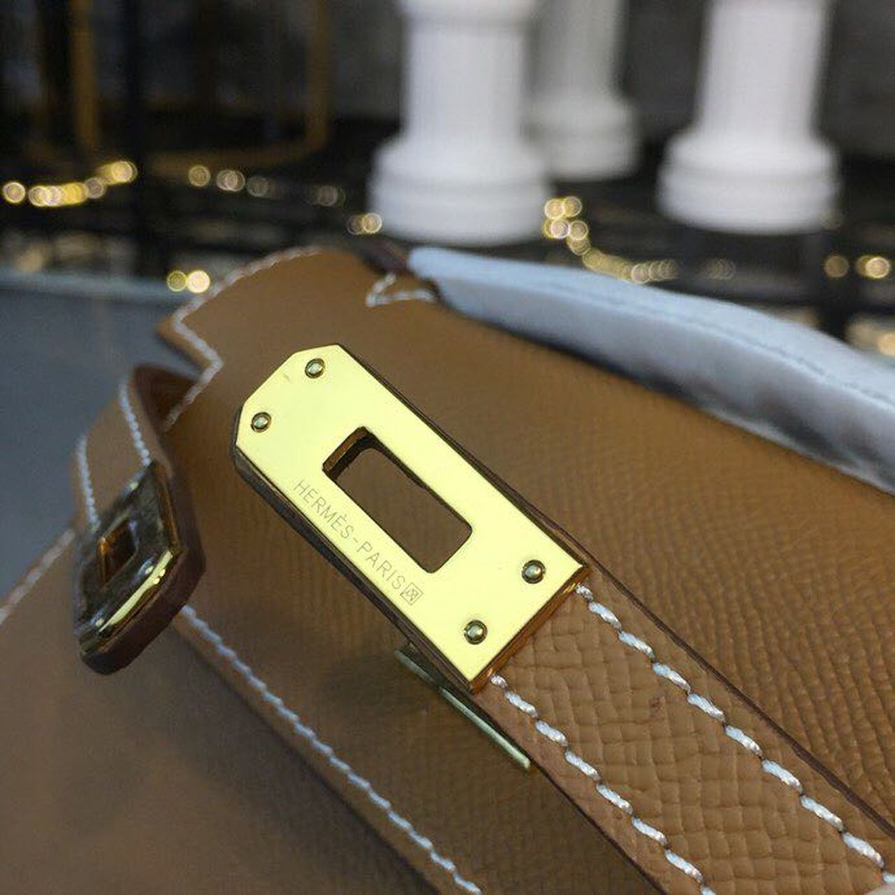 H**me5 Mini Kelly KP Pochette Gold For Women Gold Toned Hardware 8.7in/22cm