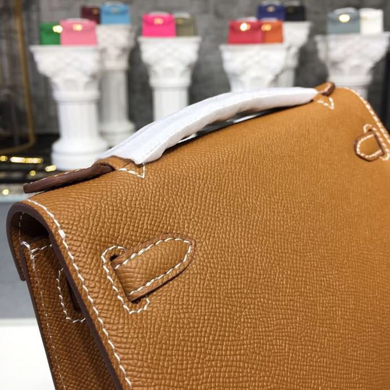 H**me5 Mini Kelly KP Pochette Gold For Women Gold Toned Hardware 8.7in/22cm