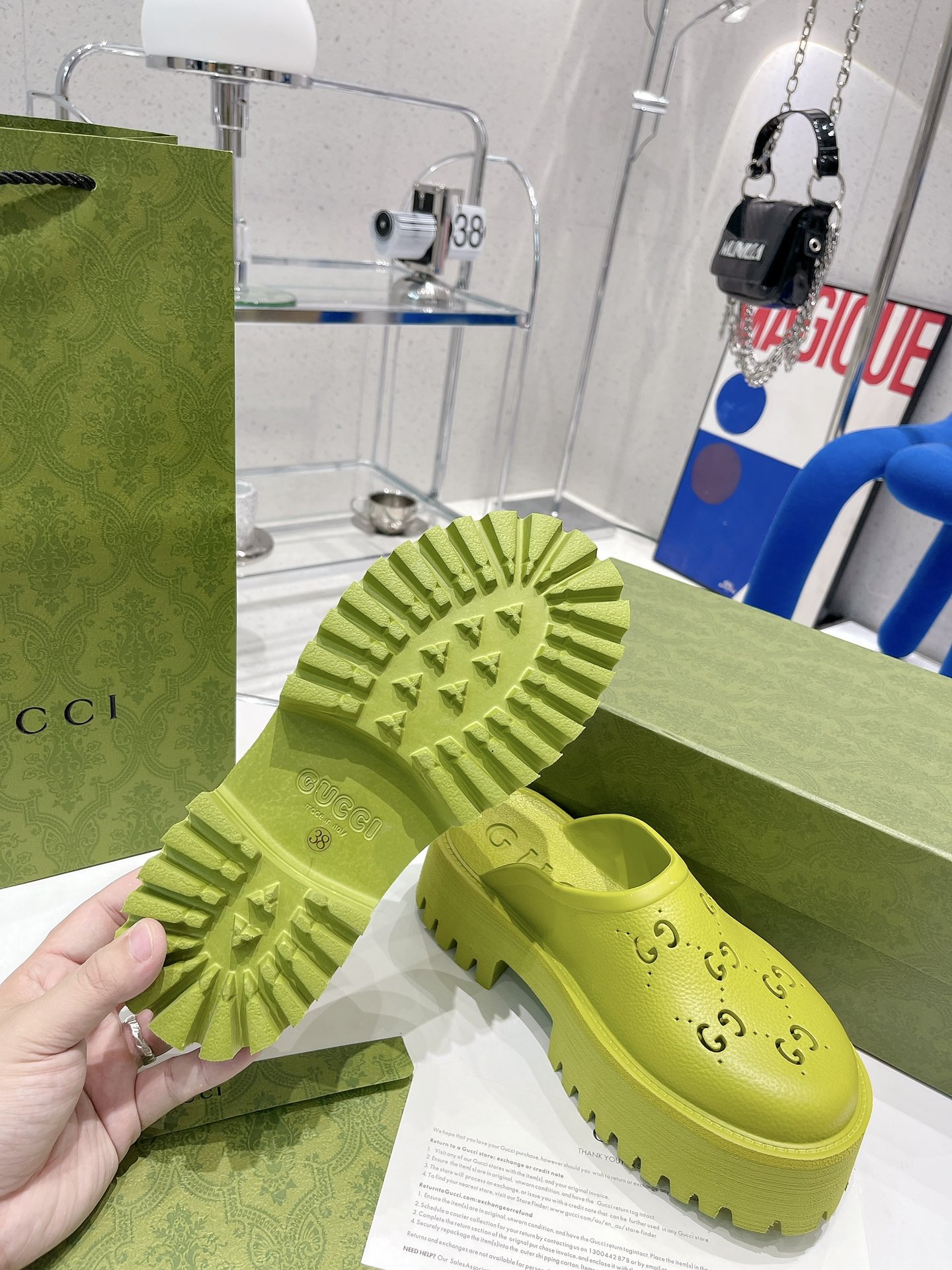 Gvc*1 Women’s Platform Perforated G Sandal Light Green For Women GG