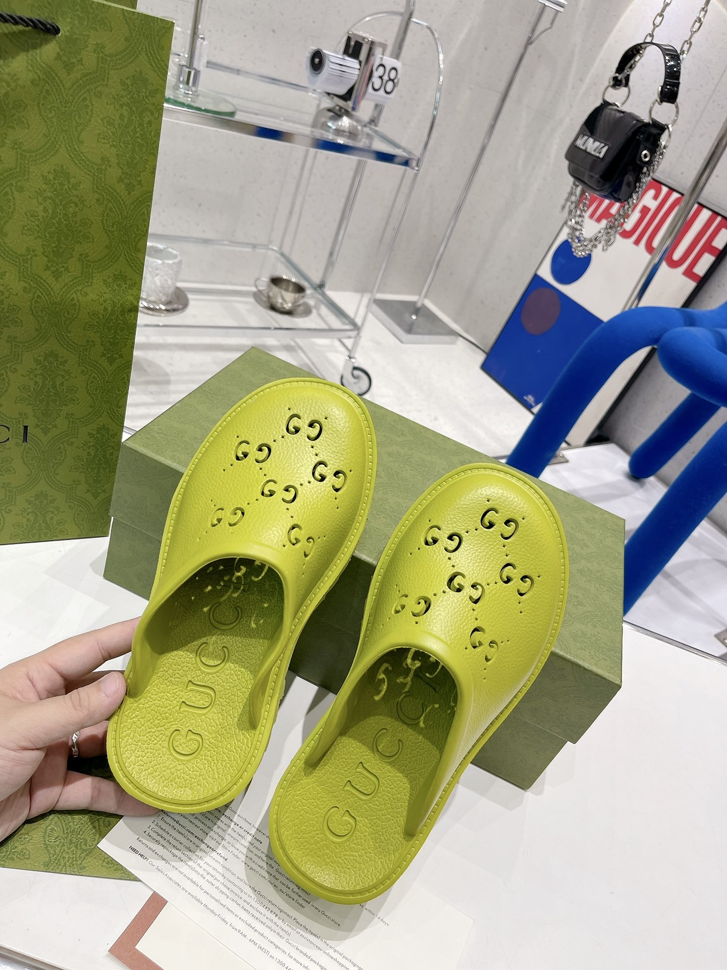 Gvc*1 Women’s Platform Perforated G Sandal Light Green For Women GG