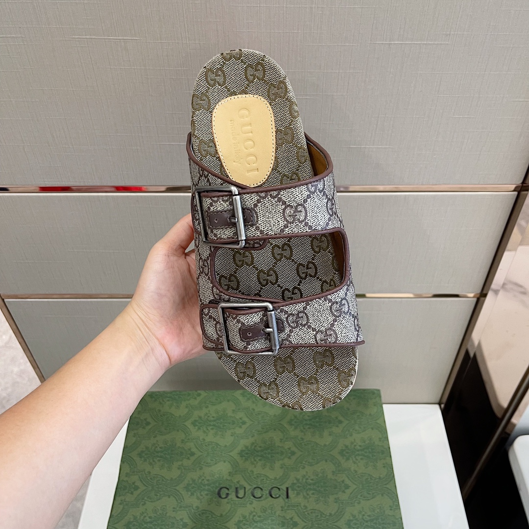 Gvc*1 Women’s Slide Sandal With Straps Beige And Grey For Women GG