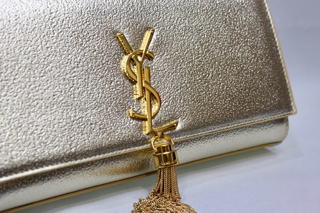 Sa1nt Lau*nt Kate Chain Wallet With Tassel Yellow Copper For Women 10.2in/26cm Y51