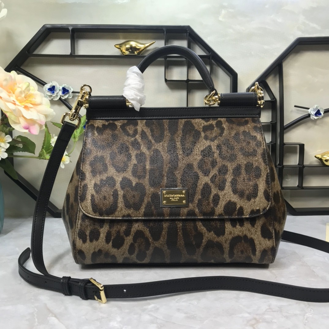 Dolce & Gabbana Leopard Print Medium Sicily Top Handle Bag Muticolour For Women 9.8in/25cm DG