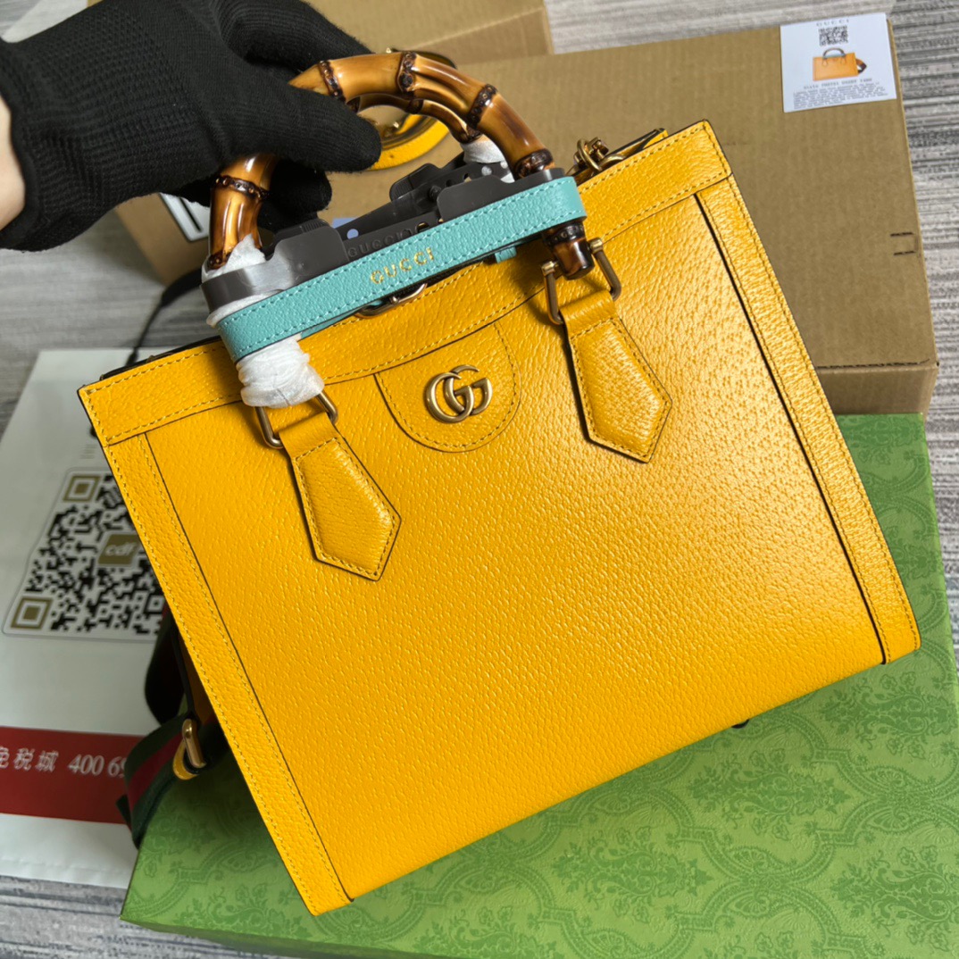 Gvc*1 Diana Medium Tote Bag Yellow For Women, Women’s Bags 11in/27cm GG ‎