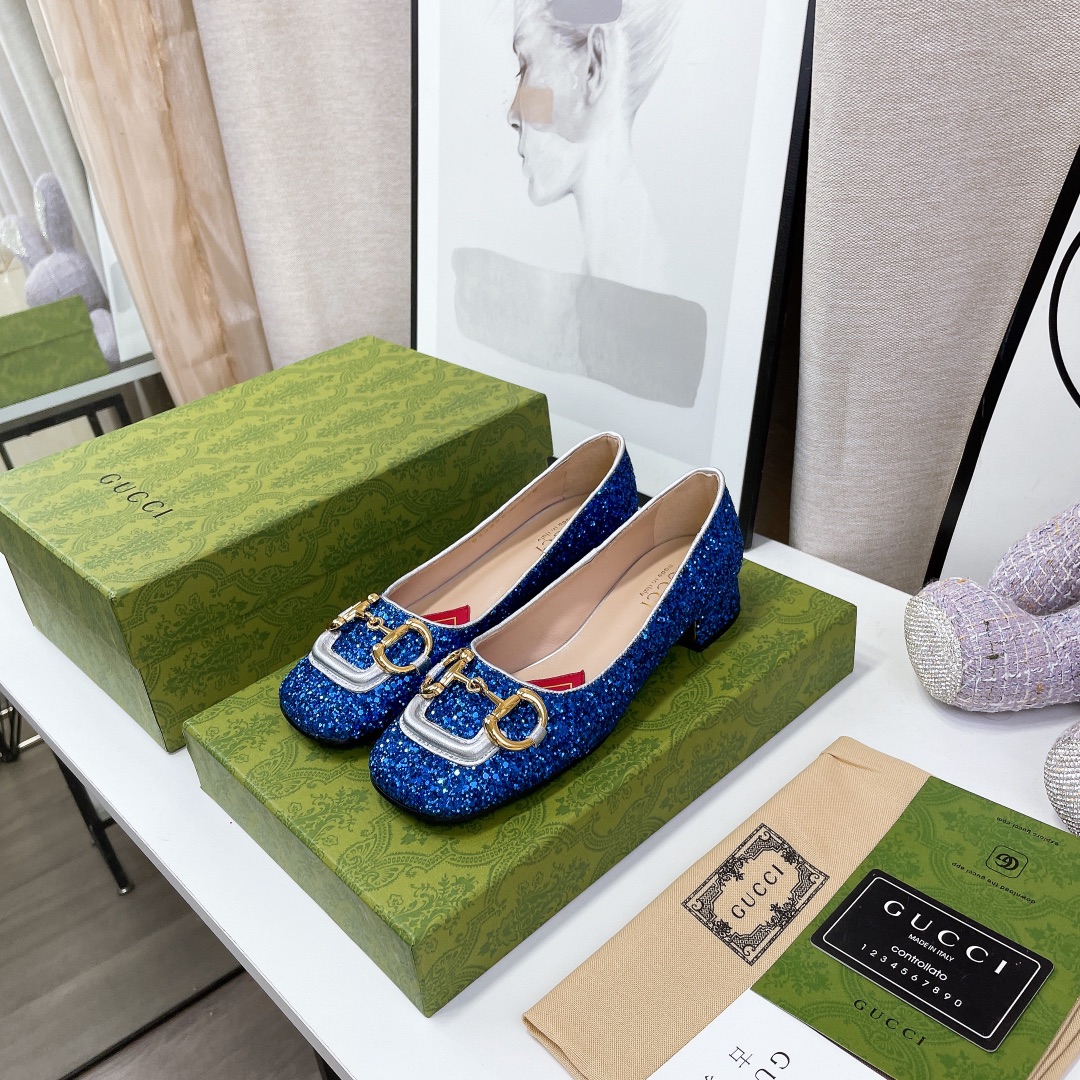 Gvc*1 Lovelight Crystal Ballet Flat With Horsebit Blue For Women GG