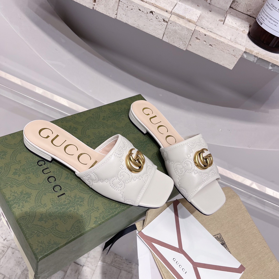 Gvc*1 Women’s Slide Sandal With Double G White For Women GG