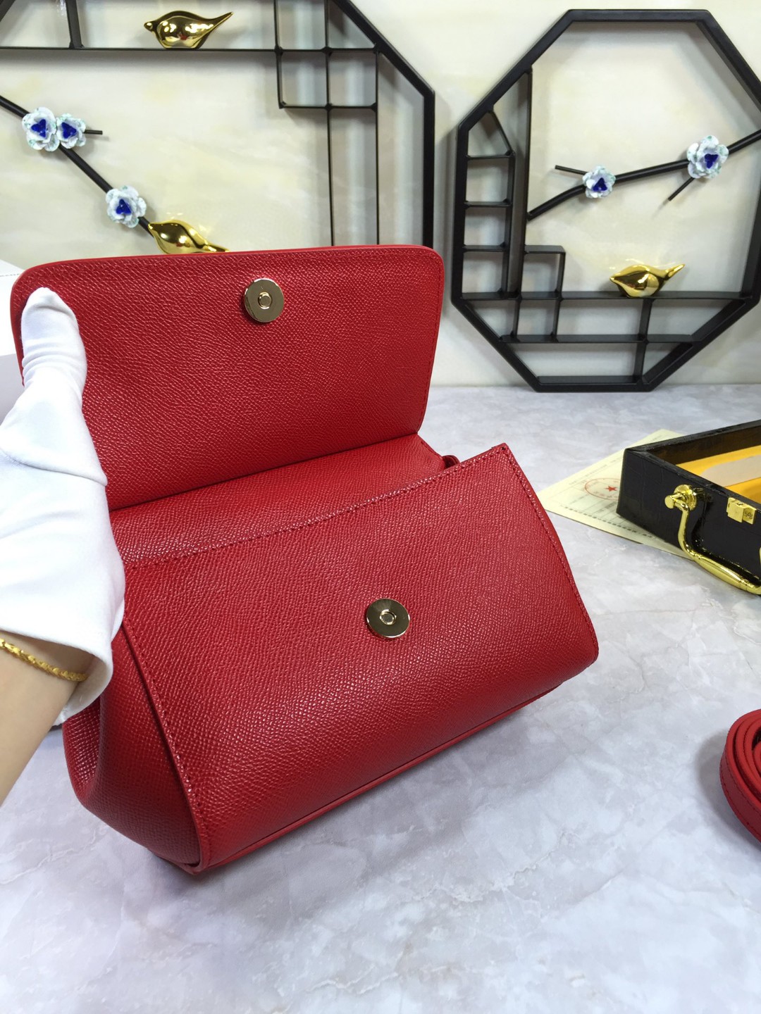 Dolce & Gabbana Medium Sicily Handbag In Dauphine Red For Women 10.2in/26cm DG BB4347A100180303