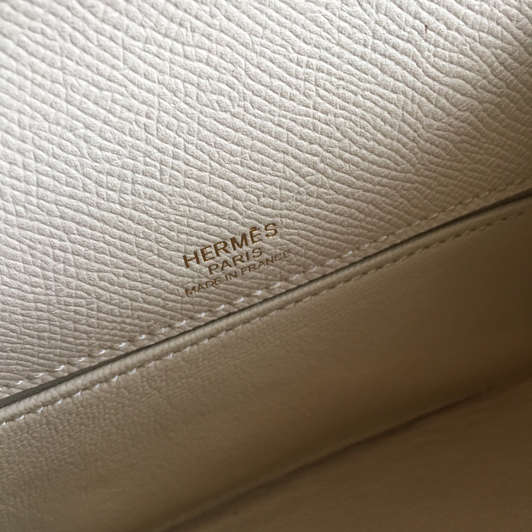 H**me5 Kelly Pochettee White For Women Gold Toned Hardware 8.5in/22cm