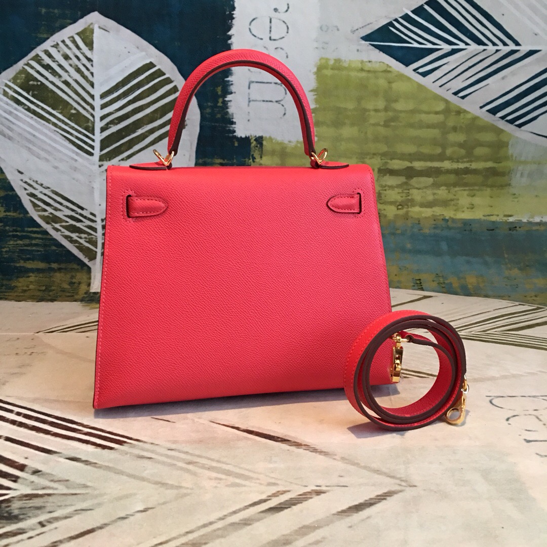 H**me5 Kelly Red For Women Gold Toned Hardware 10in/25cm