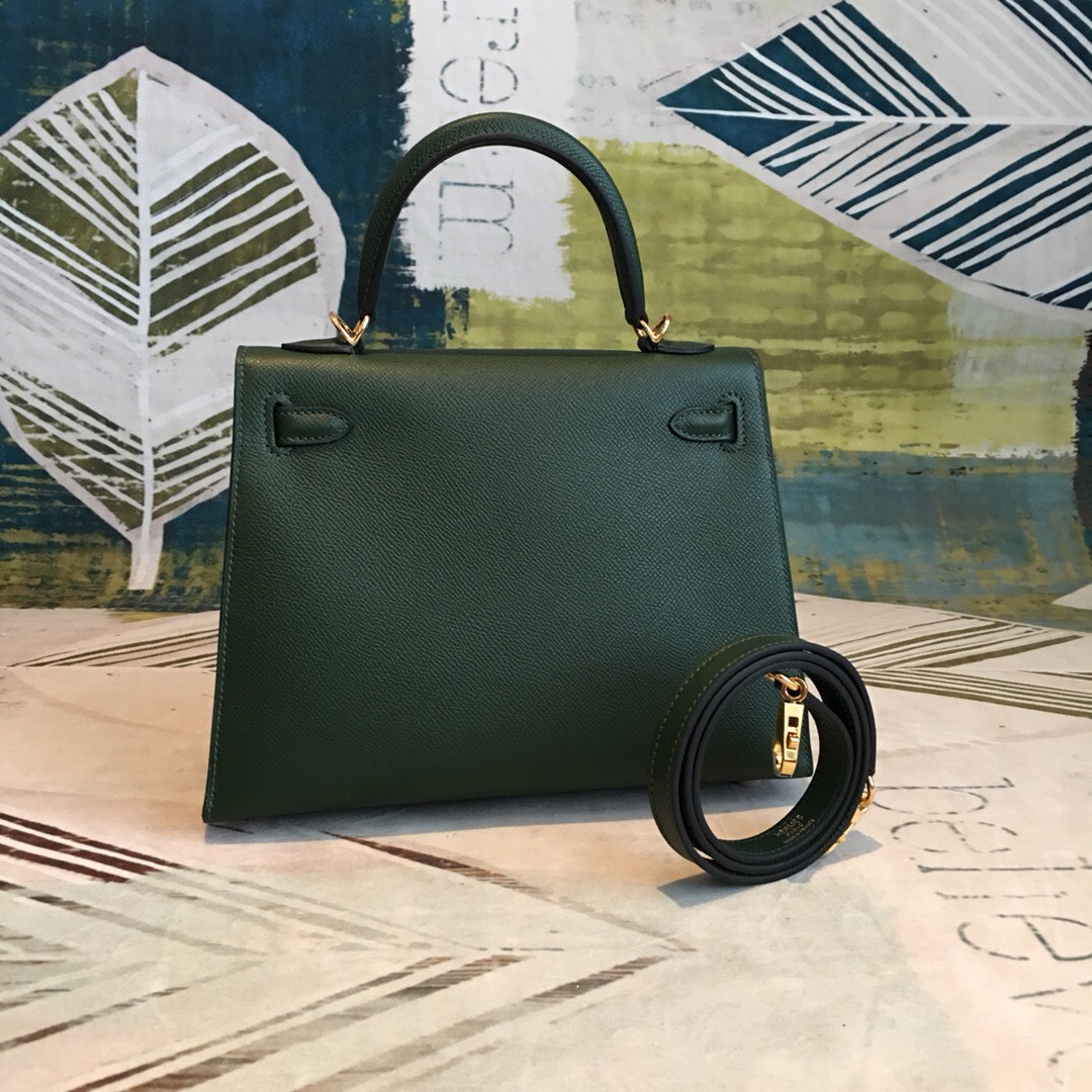 H**me5 Kelly Green For Women Gold Toned Hardware 10in/25cm