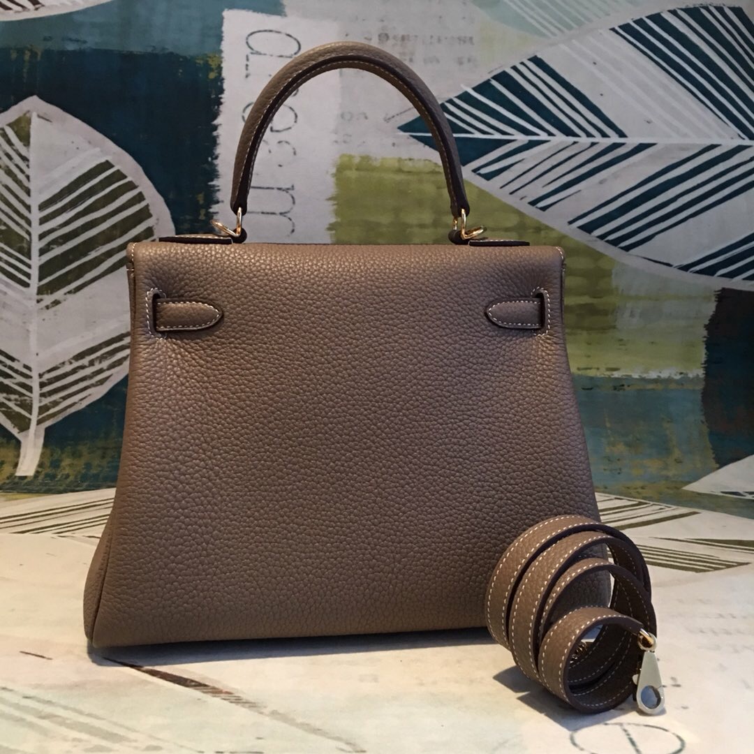 H**me5 Kelly 28 Greige Bag With Gold Toned Harware For Women, Women’s Handbags, Shoulder Bags 11in/28cm