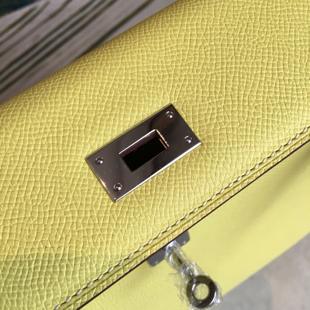 H**me5 Kelly Light Yellow For Women Silver Toned Hardware 10in/25cm