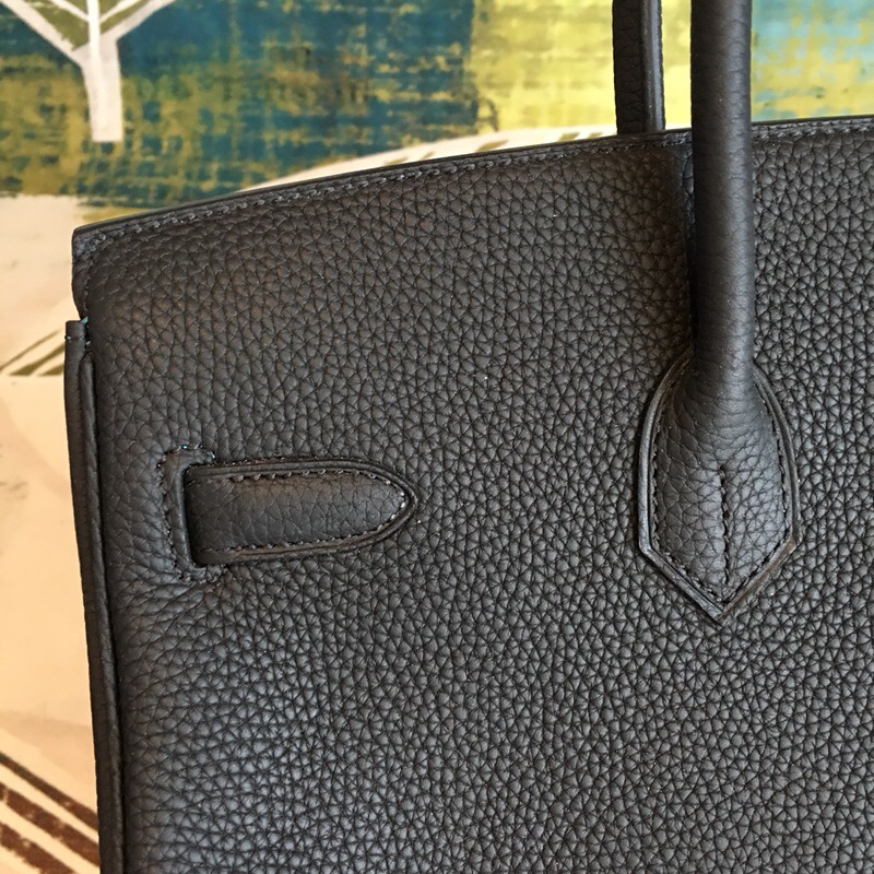 H**me5 Birkin Black For Women Silver Toned Hardware 11.8in/30cm