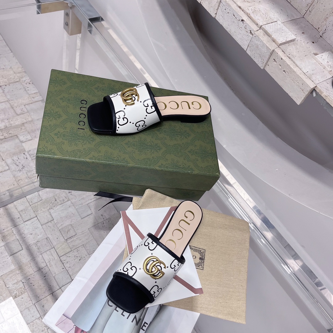 Gvc*1 Women’s GG Raffia Effect Slide Black For Women GG