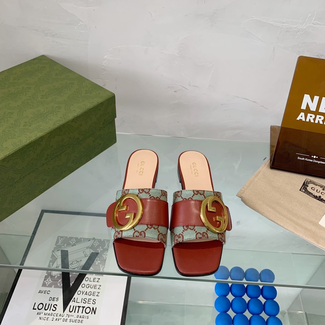 Gvc*1 Blondie Matelasse Canvas Slide Sandal Red For Women GG