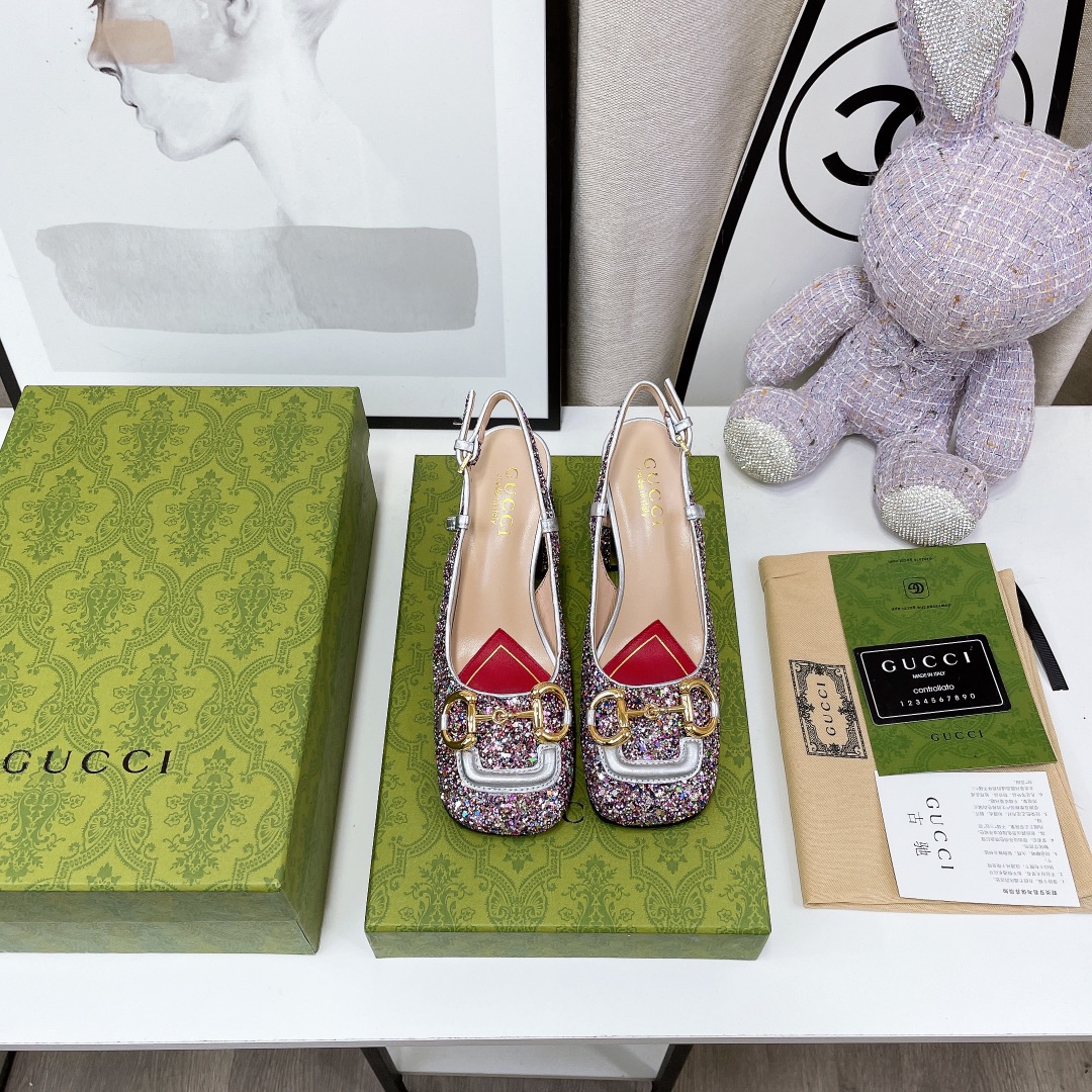 Gvc*1 Lovelight Slingback Mid-Heel With Horsebit Multicolor For Women GG ‎707702 KSP20 8461