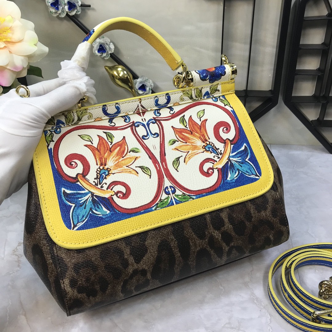 Dolce & Gabbana Medium Sicily Handbag Unique Print Motifs Muticolour For Women 10.2in/26cm DG