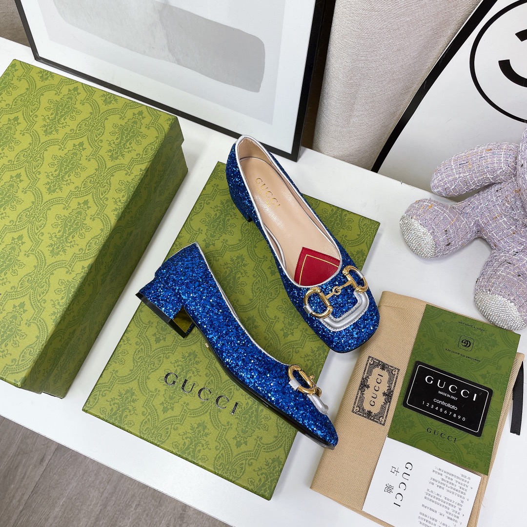 Gvc*1 Lovelight Crystal Ballet Flat With Horsebit Blue For Women GG