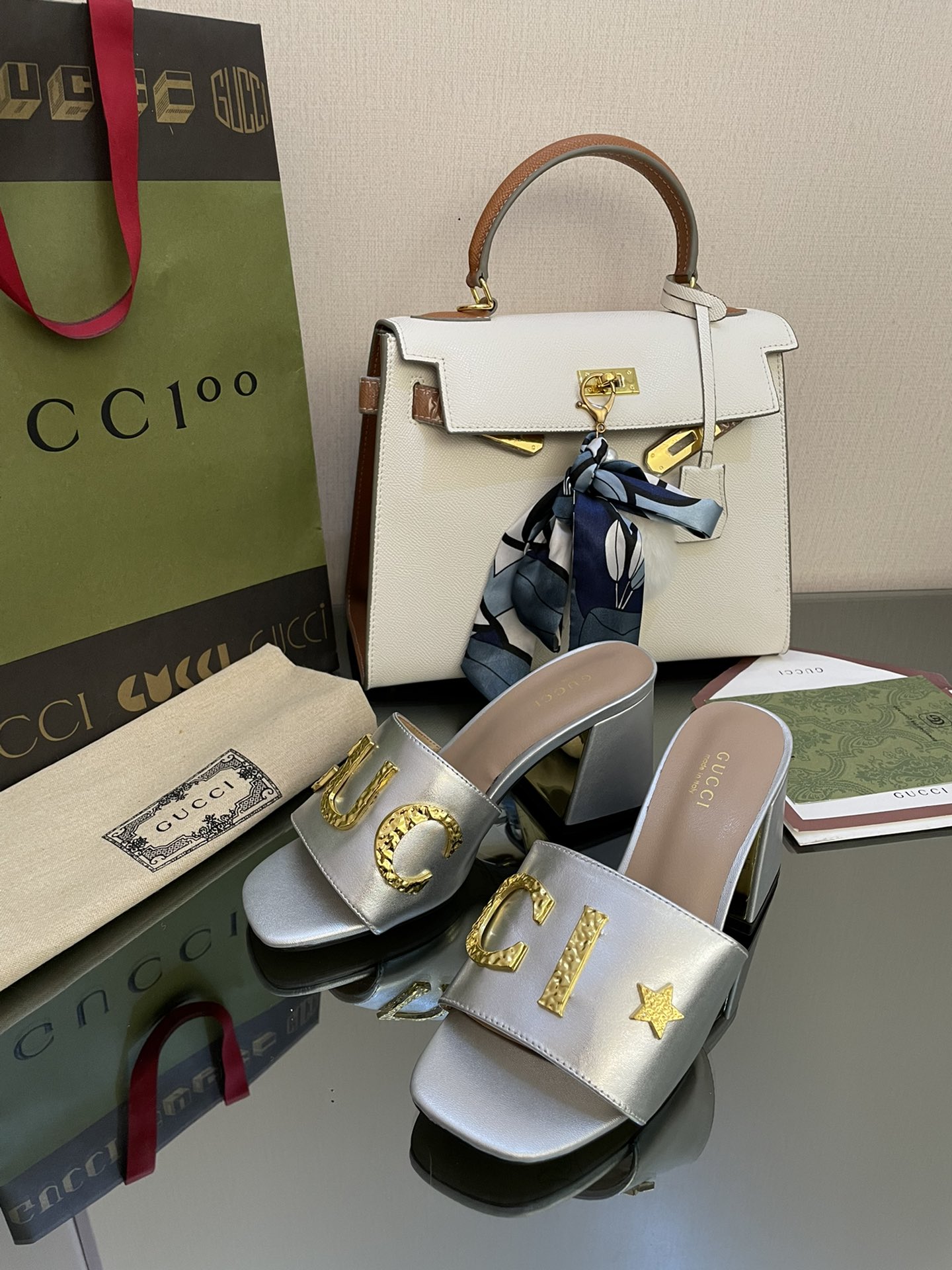 Gvc*1 Women’s ‘Gvc*1’ Slide Sandal Silver For Women GG