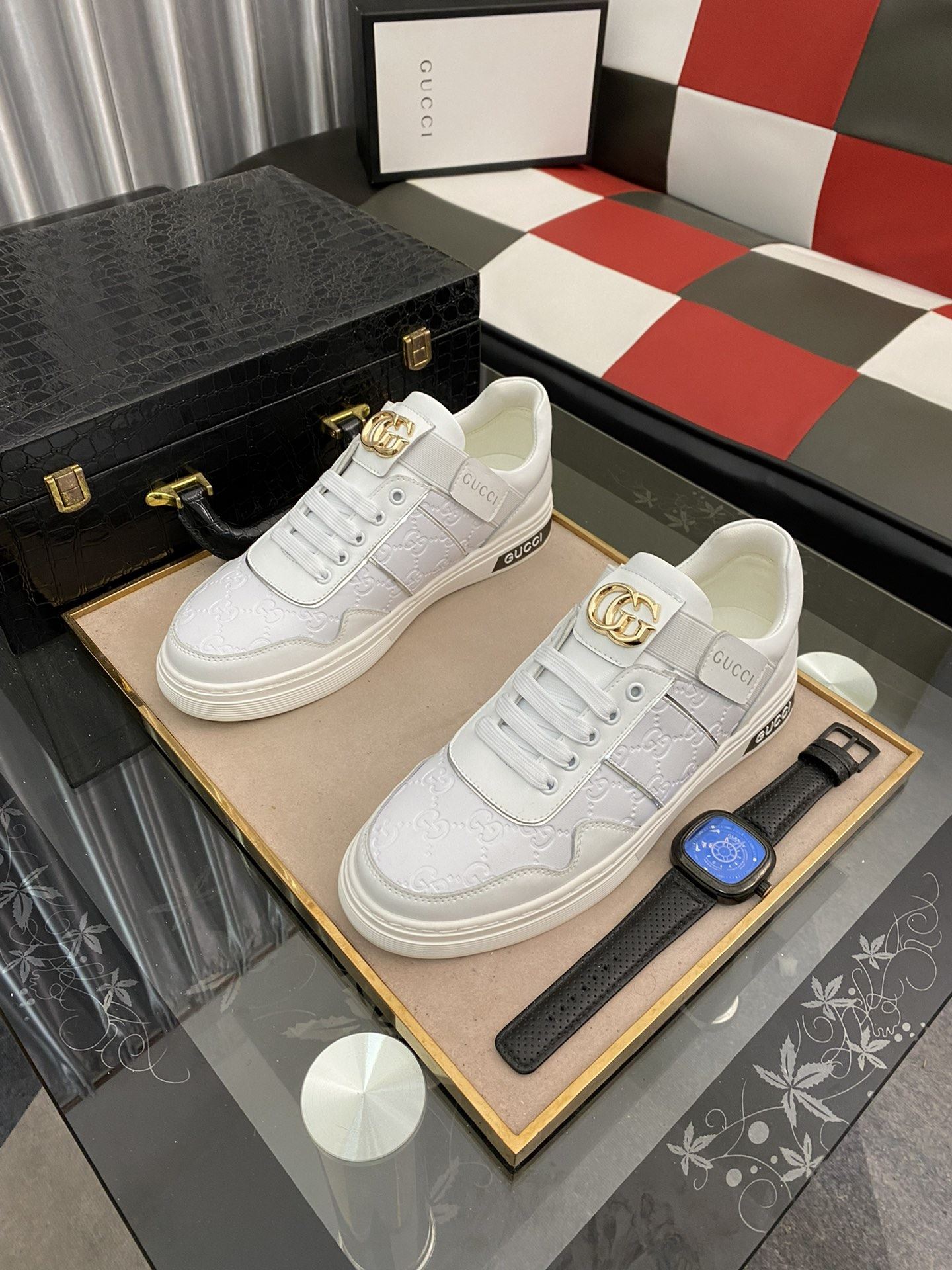 Gvc*1 Men’s GG Embossed Sneaker Loafer With GG White For Men