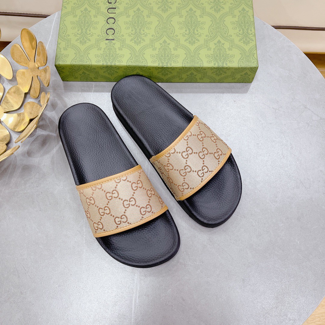 Gvc*1 Men’s GG Slide Sandal Black And Brown For Men 407345