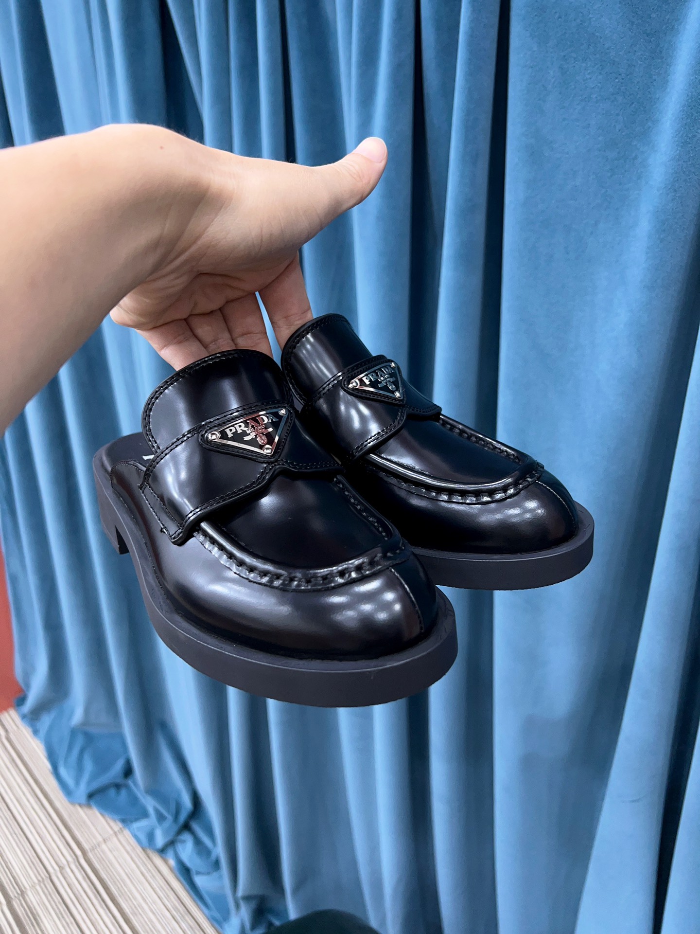 Pra*a Chocolate Brushed Mules Black For Women 1.6in/40mm PRD 1D652M_055_F0002_F_040