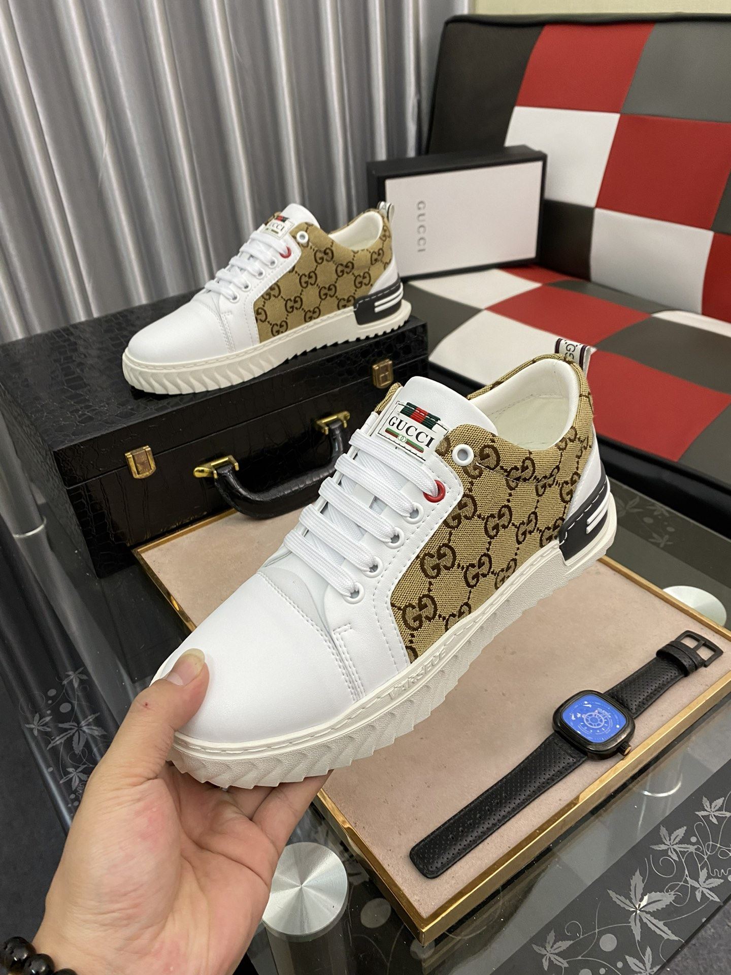 Gvc*1 Men’s GG Ace Sneaker Yellow And White For Men