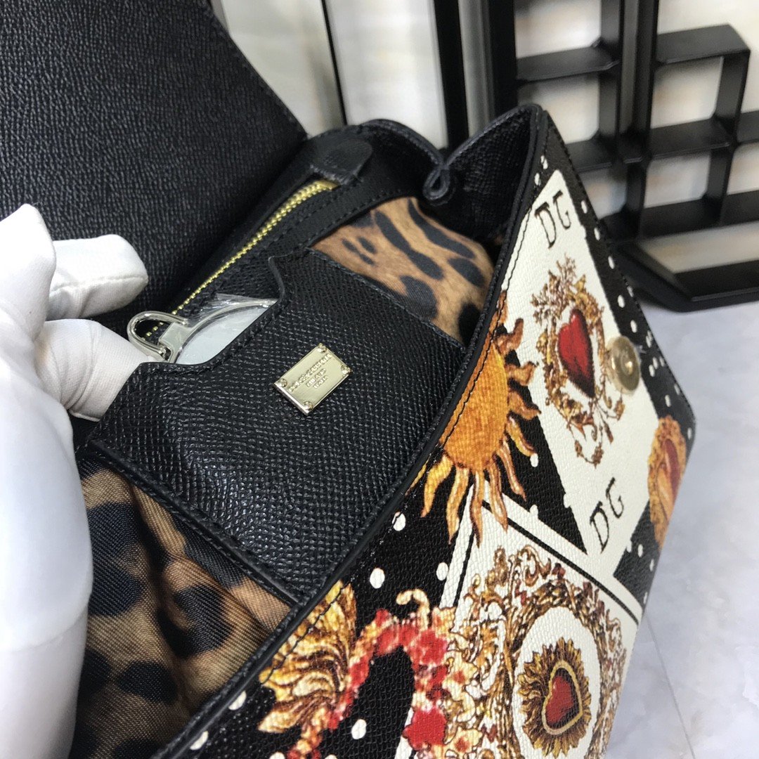 Dolce & Gabbana 90s Sicily Bag With Logo Print Multicolor For Women 10.2in/26cm DG