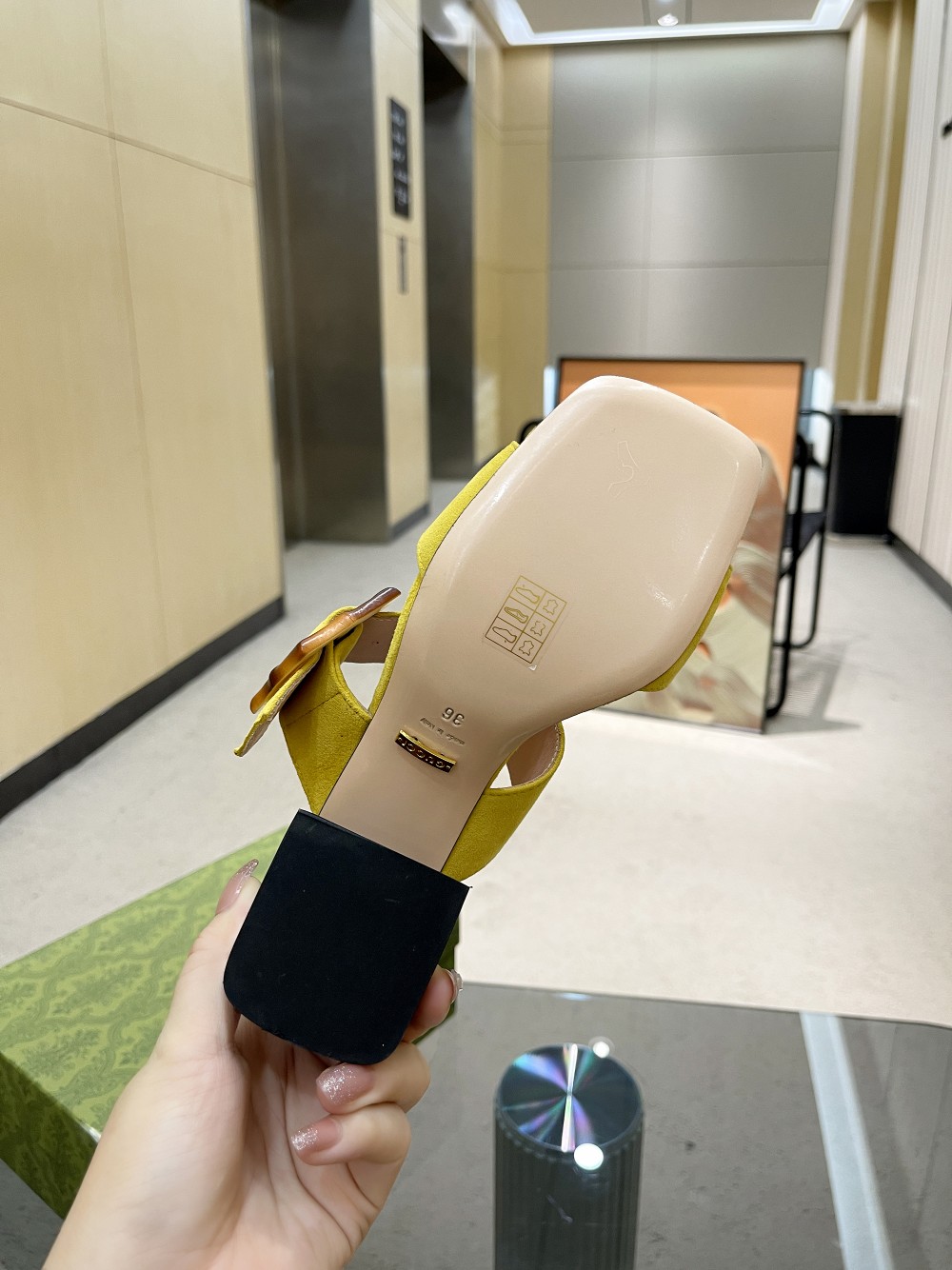 Gvc*1 Women’s Sandal With Bamboo Buckle Yellow For Women GG