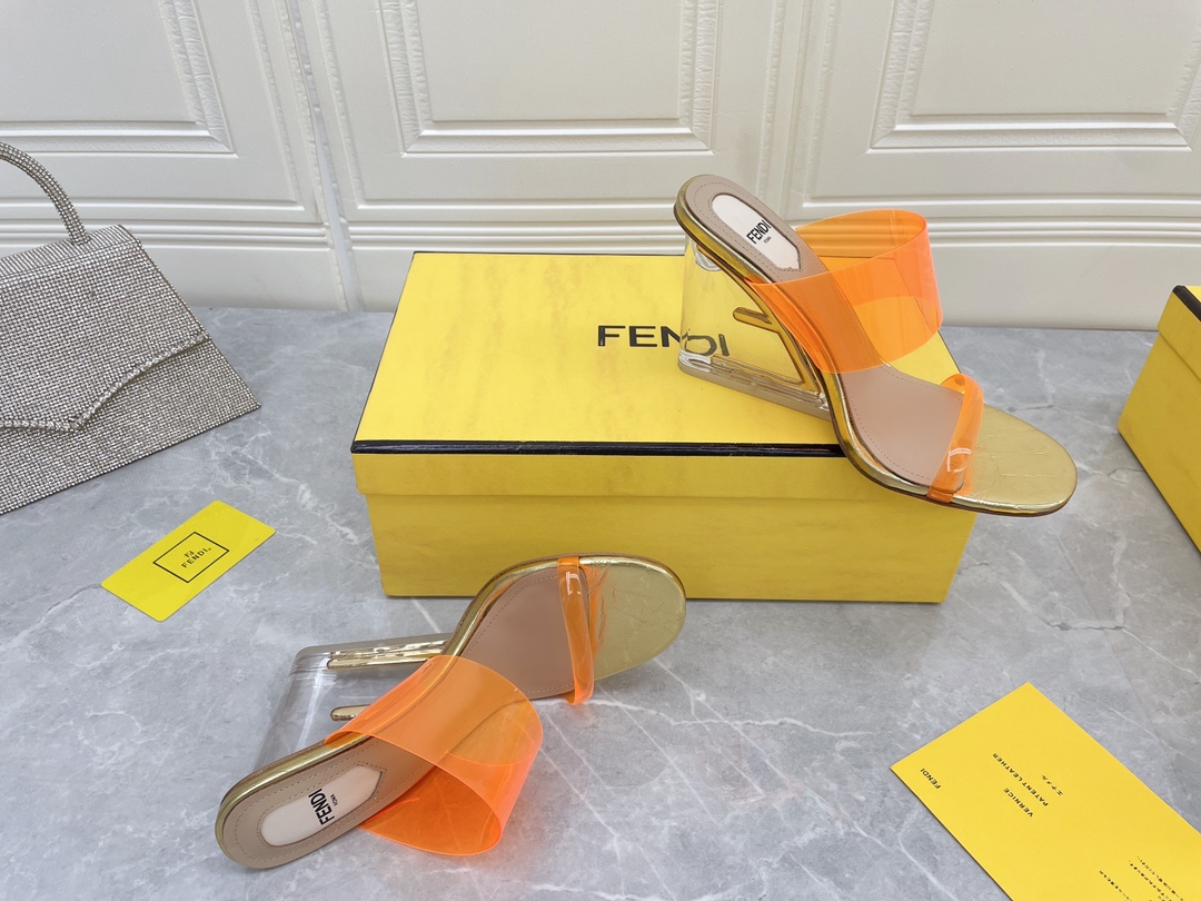 F**di First Orange Transparent High-Heeled Sandals For Women