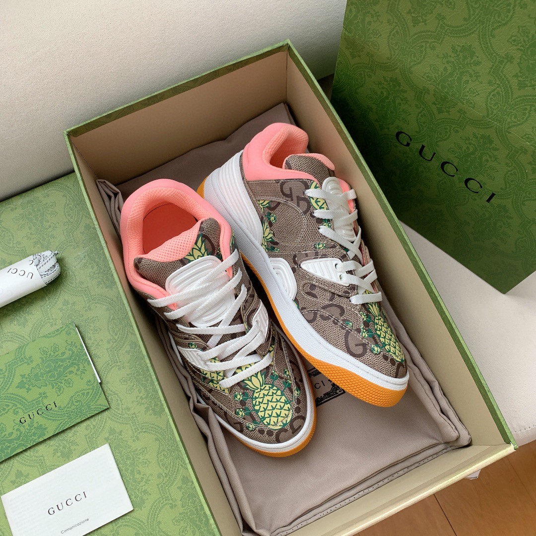 Gvc*1 Women’s Basket Sneaker Print Pineapple Brown Pink For Women ‎661301