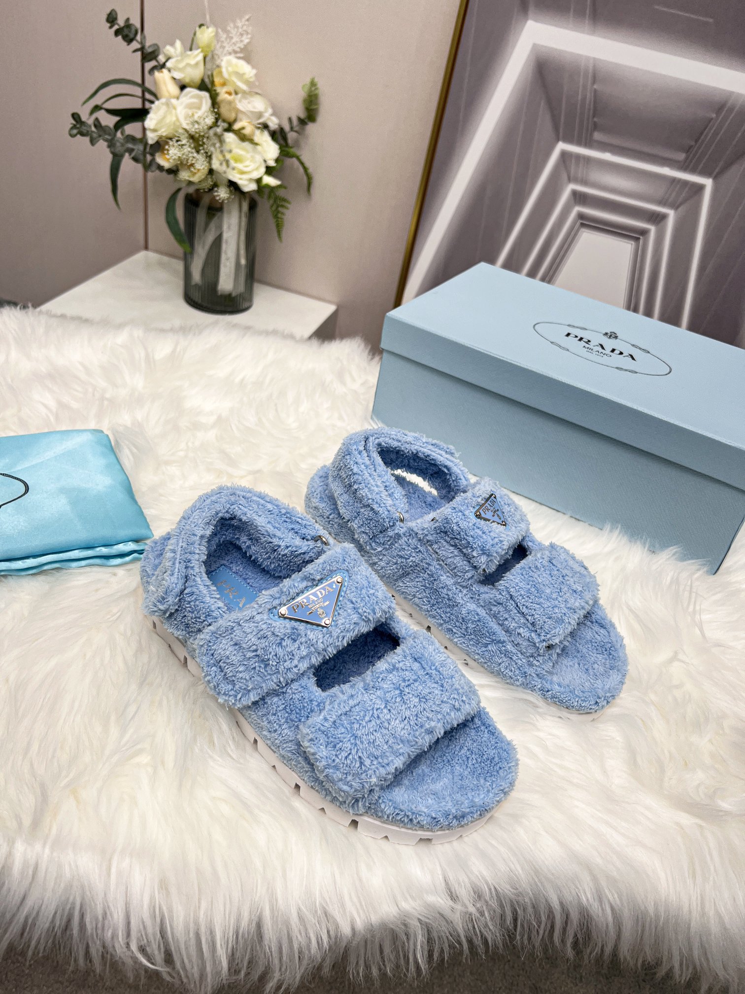 Pra*a Terrycloth Sandals Blue For Women 0.8in/20mm PRD 1X737M_H39_F0076_F_D020