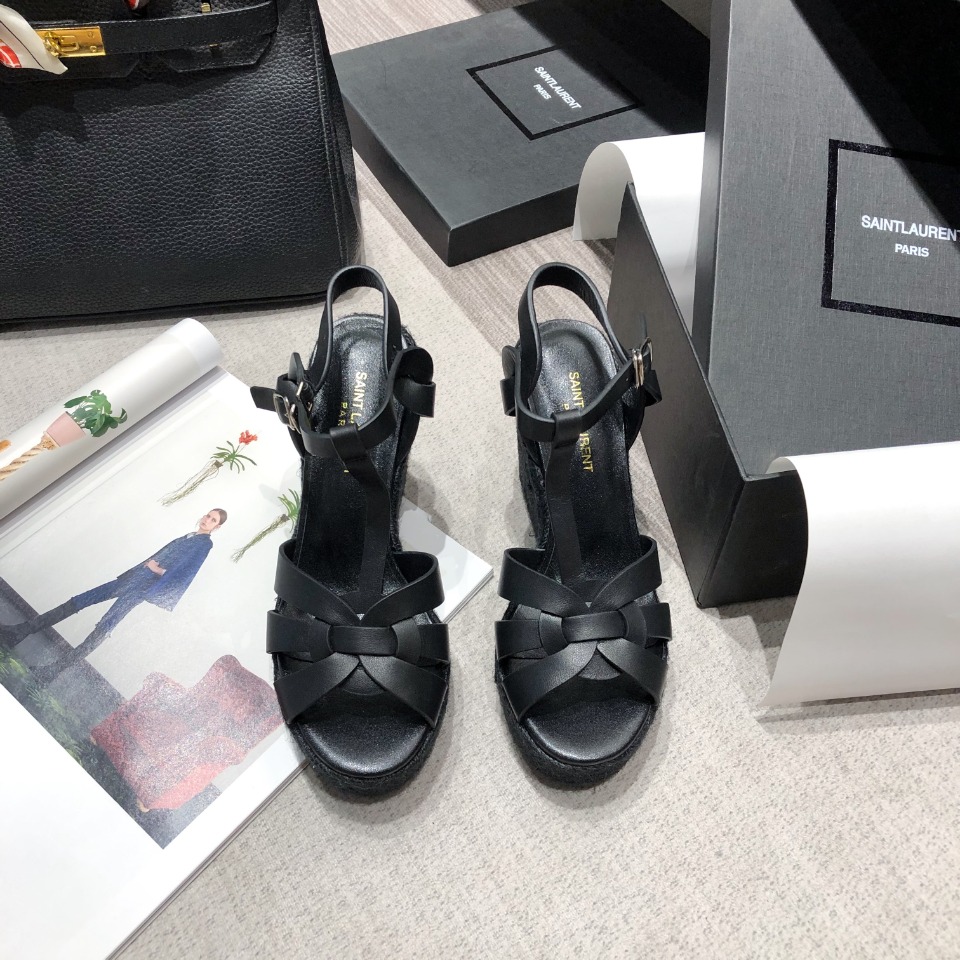 Sa1nt Lau*nt Women’s Tribute Espadrilles Wedge Black For Women Y51 611924BDA001000