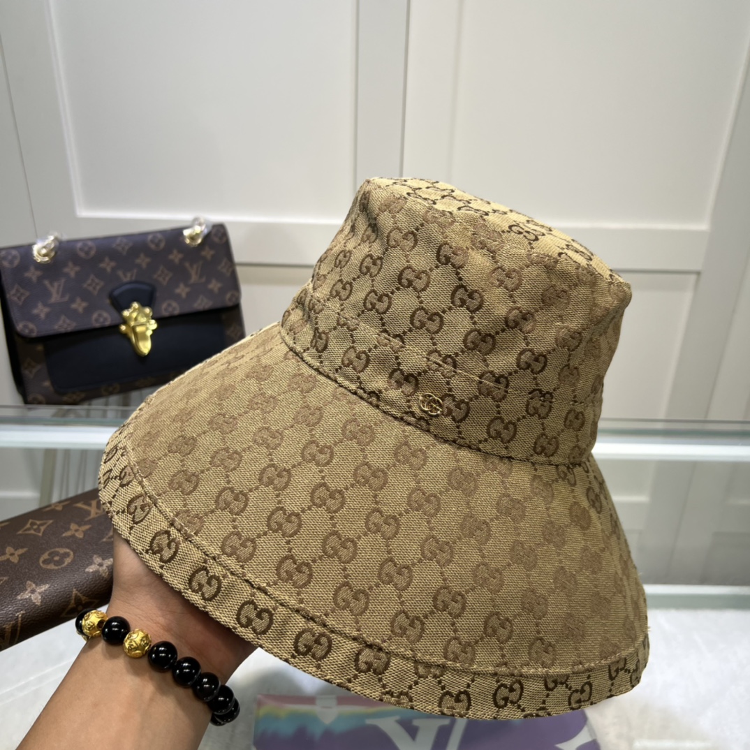 Gvc*1 Eco Washed Denim Wide Brim Hat Beige GG Hat 631958 KQW00 9700