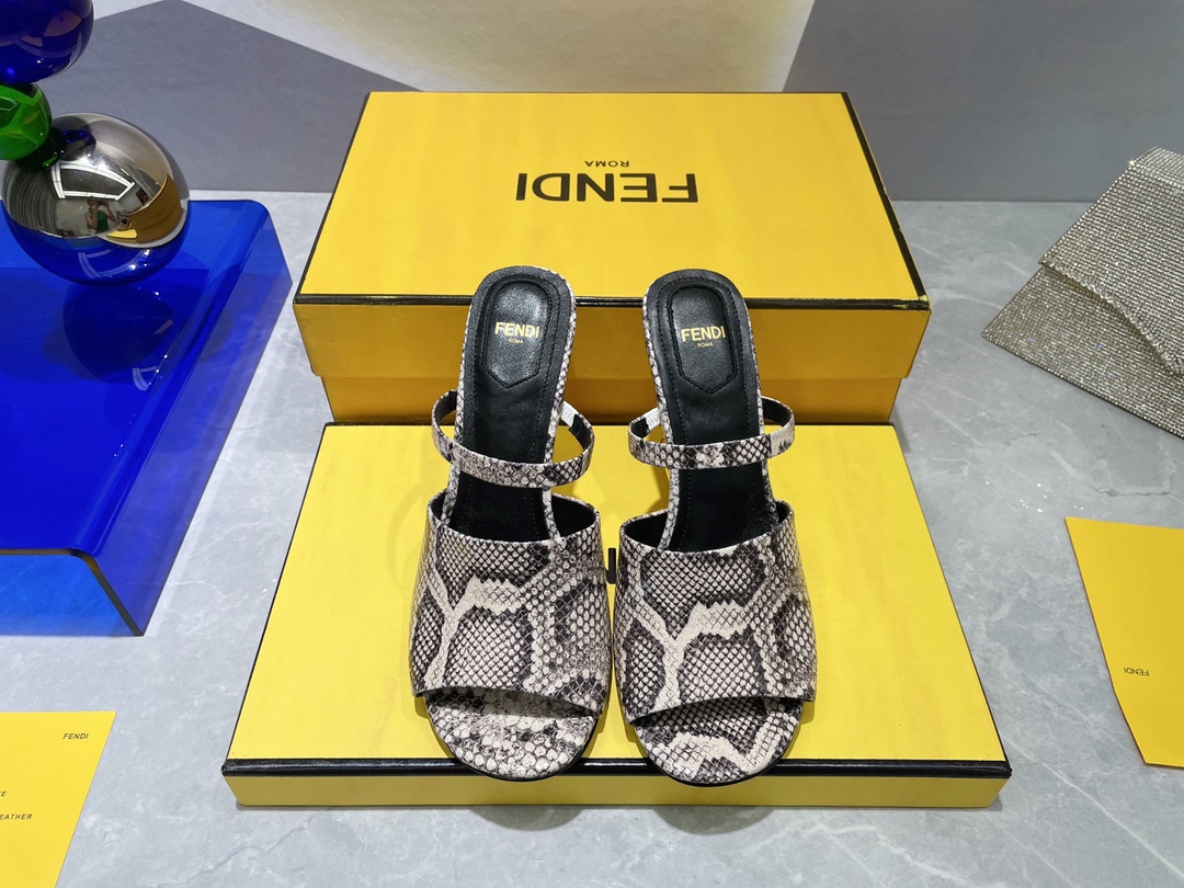 F**di First Brown Python High-Heeled Sandals For Women 8R8212AAEBF0RR7