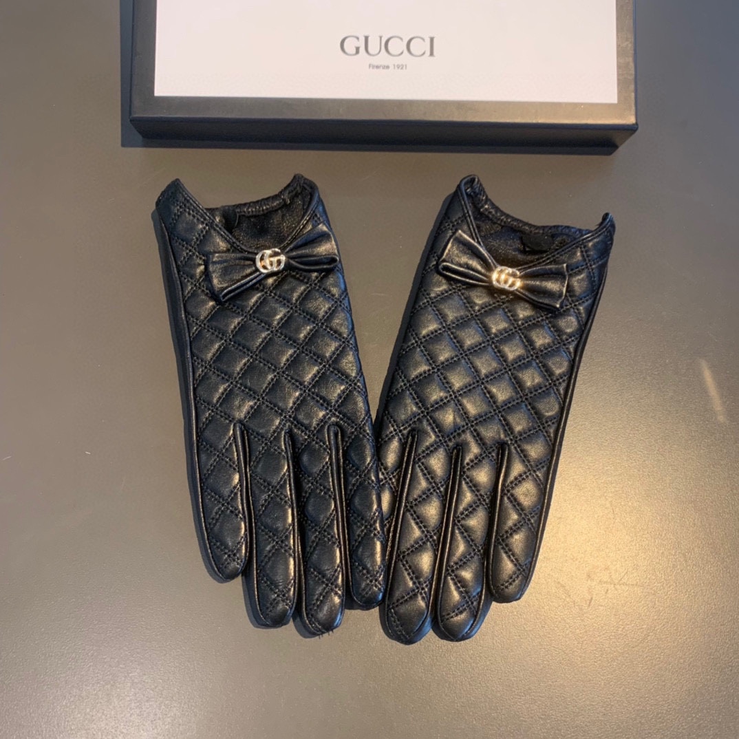 Gvc*1 Gloves With Signature Double G Motif In Black