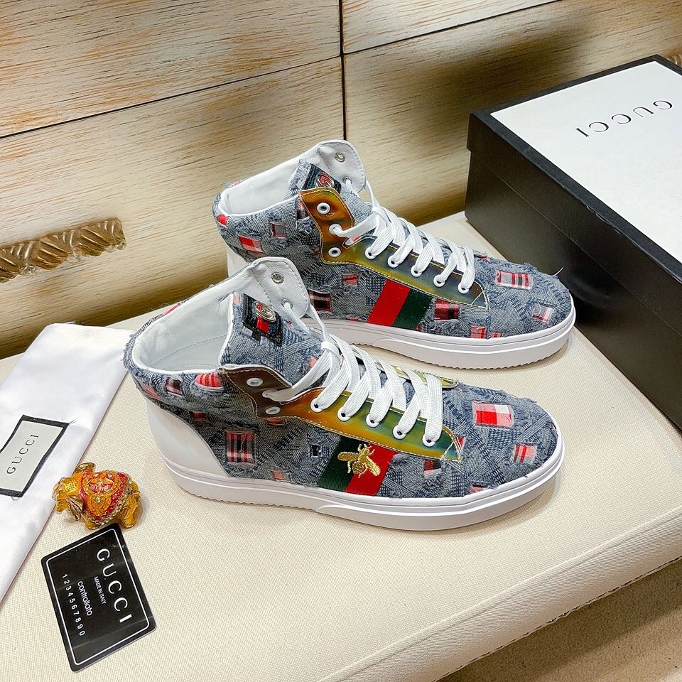 Gvc*1 Men’s Basket Jean’s High Top With Bee Sneaker Blue For Men