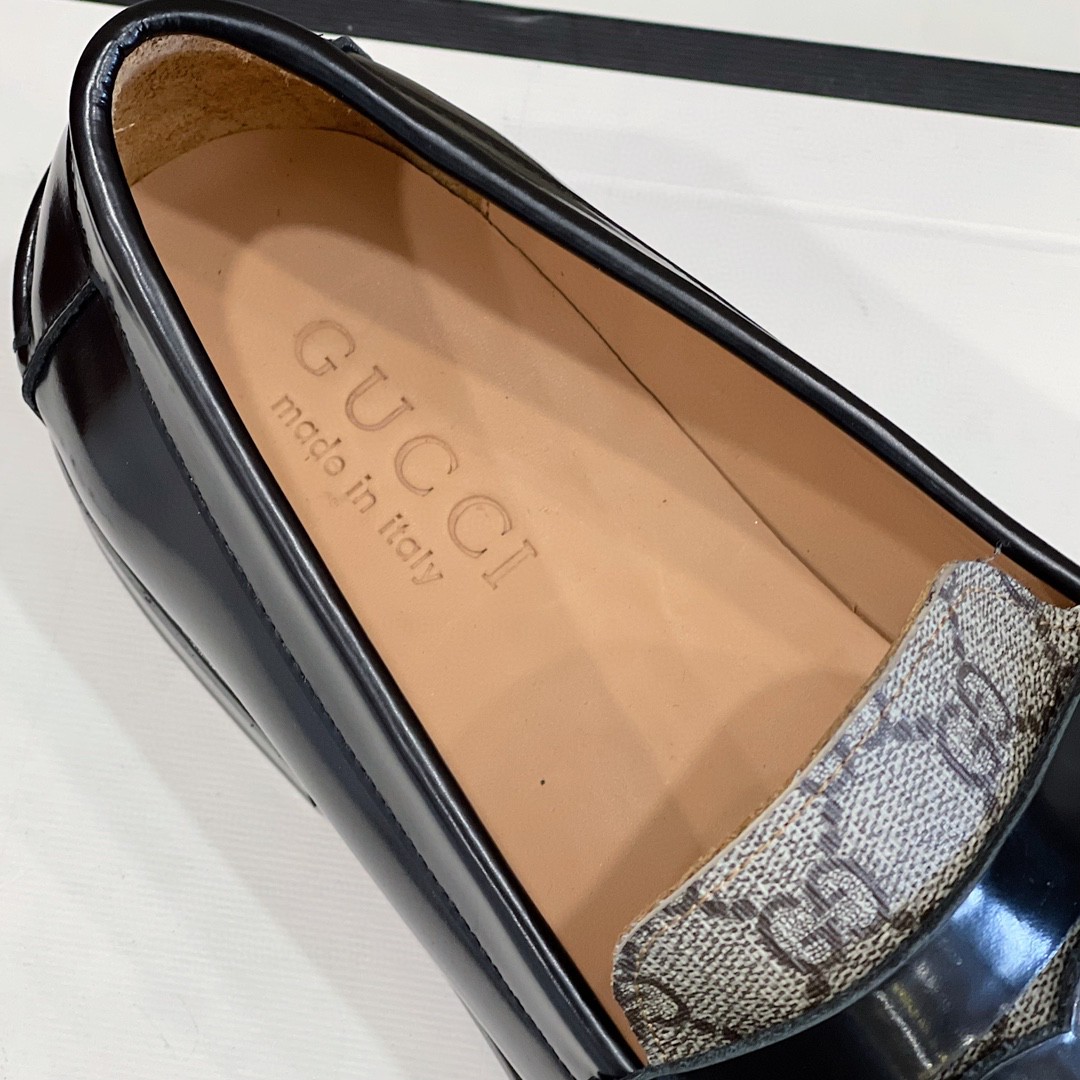 Gvc*1 Men’s GG Loafers Horsebit Black And Beige For Men 699501