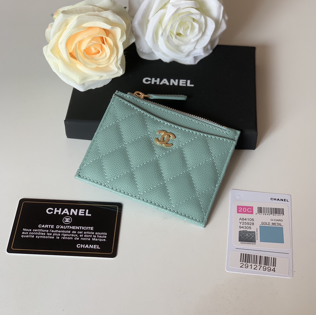 Ch**el Flat Card Holder Mint Bag For Women 11.5cm/4.5in