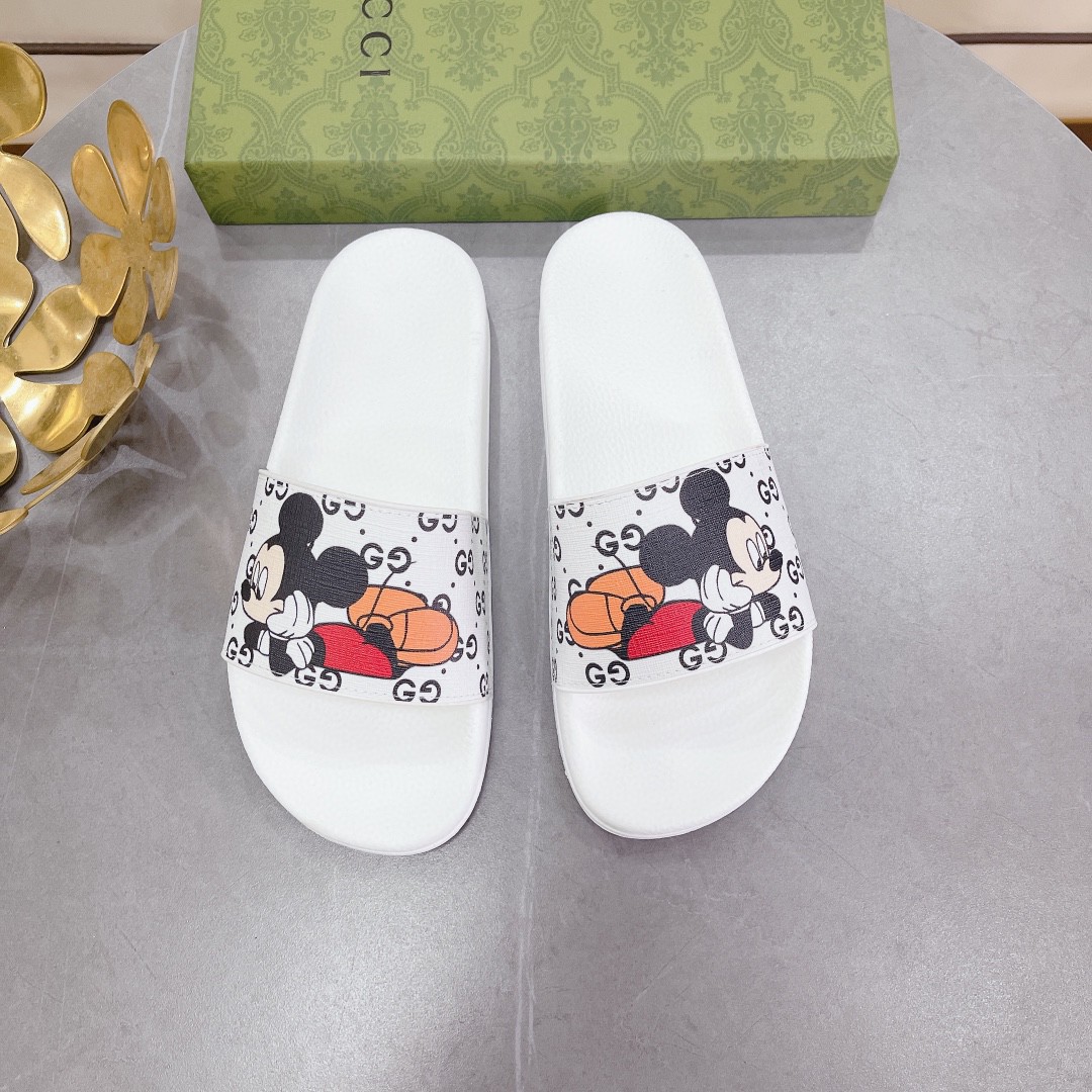 Gvc*1 Women’s GG Slide Sandal With Mickey Mouse White For Women 407345