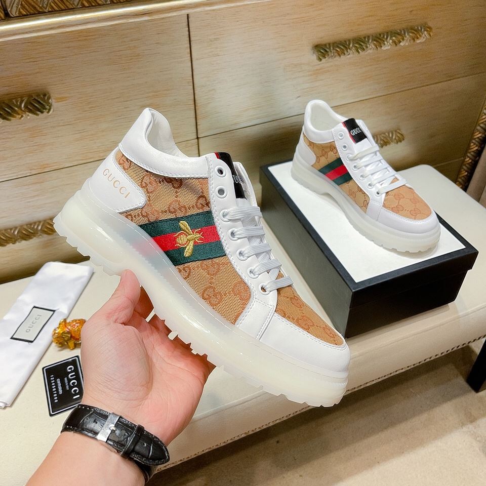 Gvc*1 Men’s GG With Web And Bee High Top Sneaker White For Men