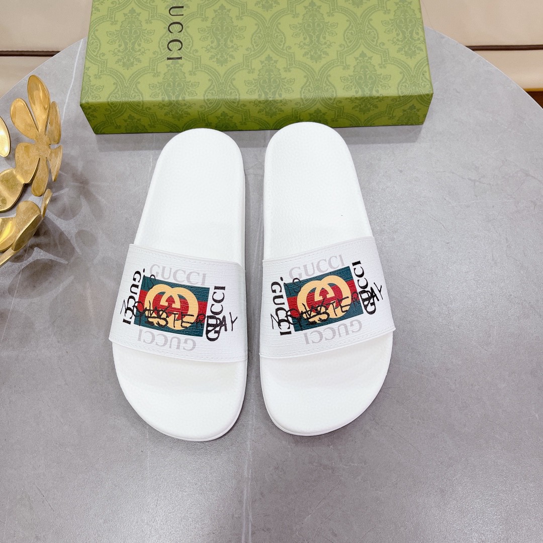 Gvc*1 Men’s Slide Sandal With GG Web White For Men 407345