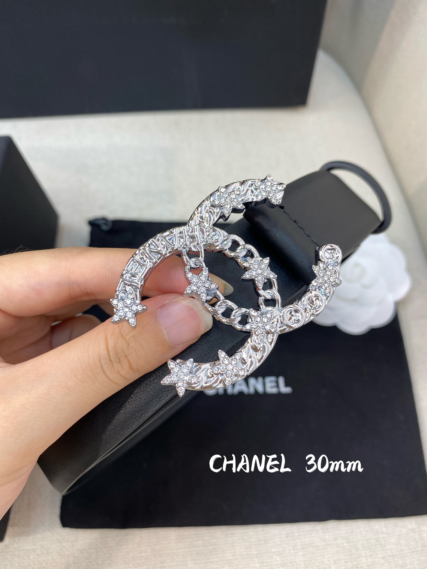 Ch**el Belt With Double C Buckle Black Women Belt