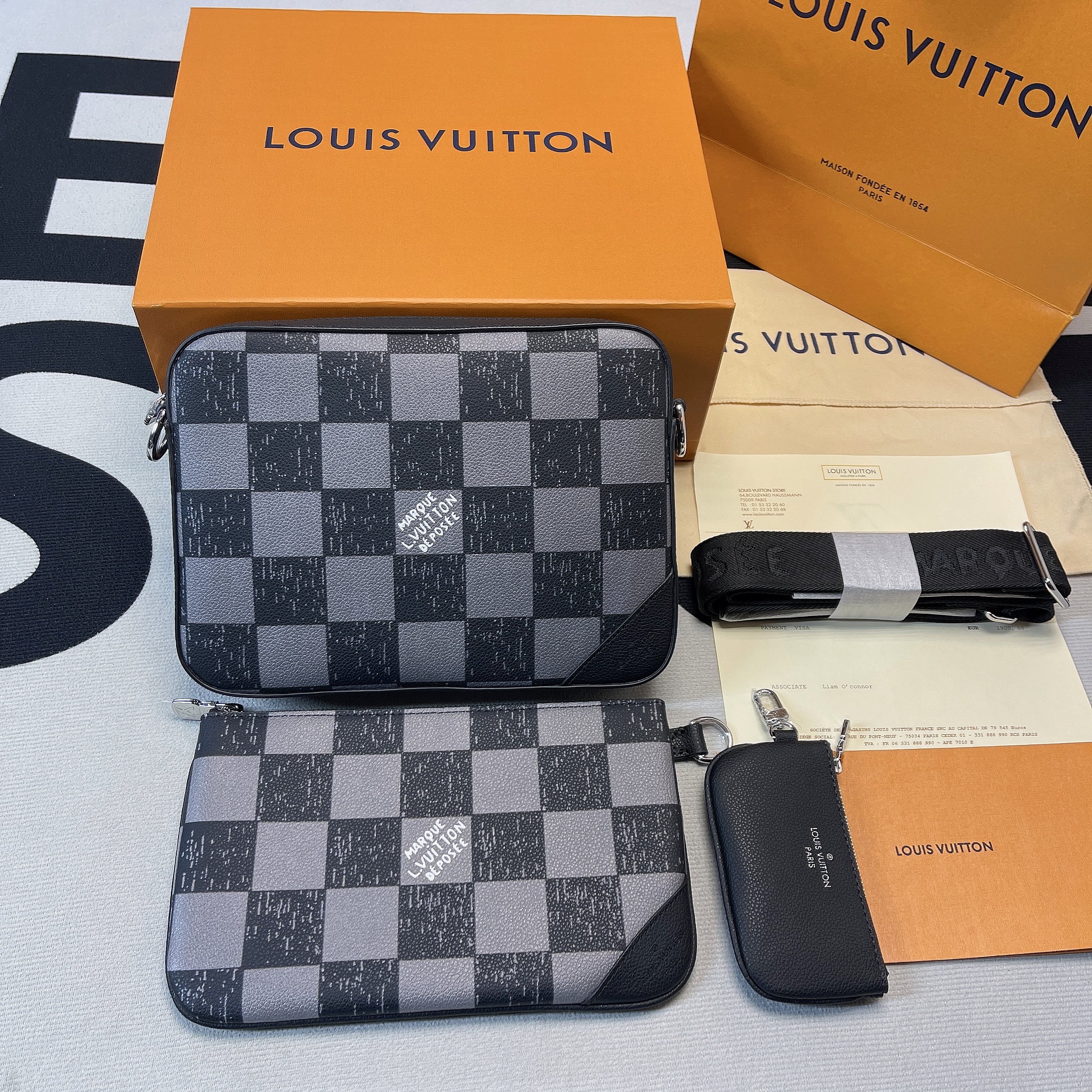 L0vis Vvtt0n Trio Messenger Damier Graphite For Men, Men’s Bags, Shoulder And Crossbody Bags 9.5in/25cm LV N80401