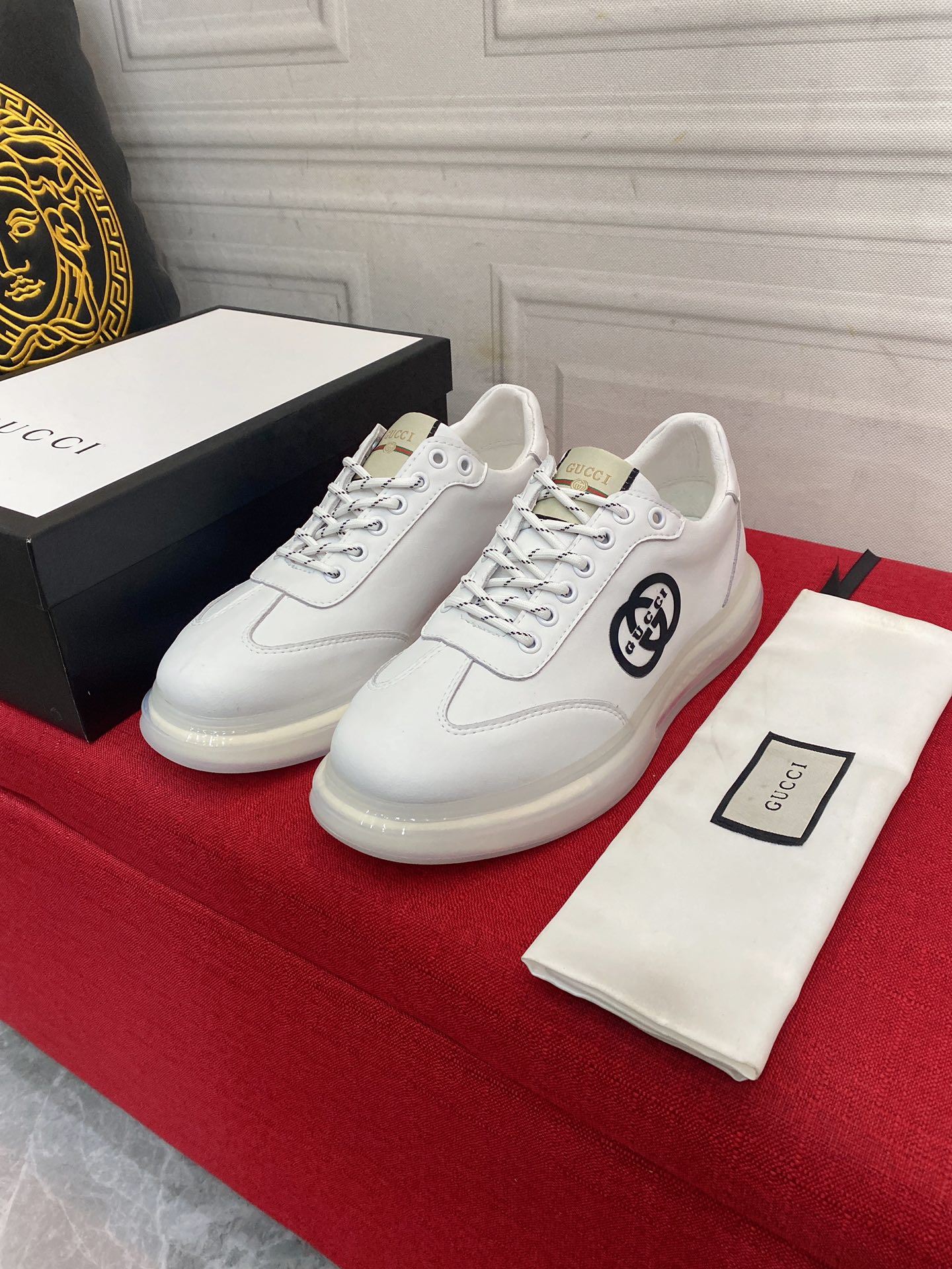 Gvc*1 Men’s Sneaker With GG Gvc*1 Print White For Men