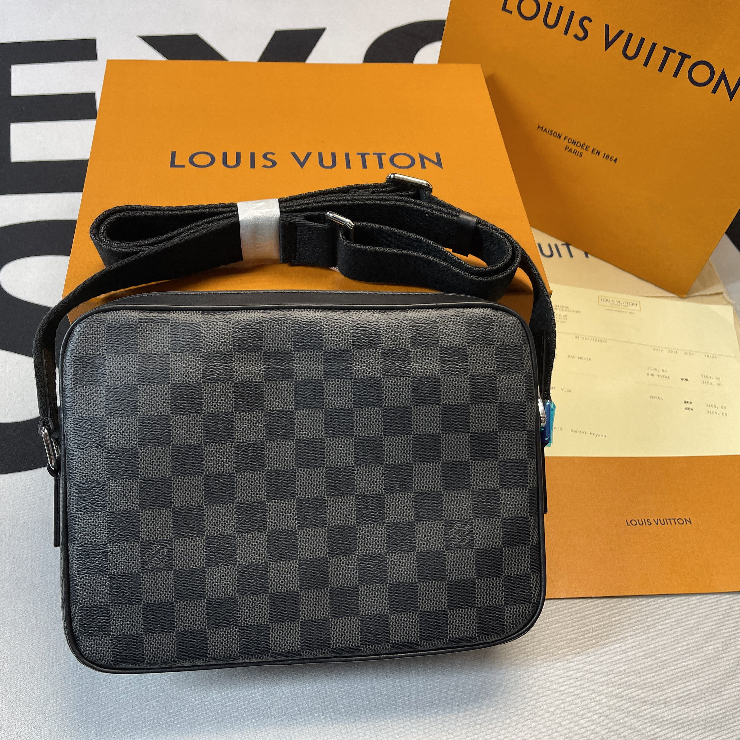 L0vis Vvtt0n Trocadero Messenger NM PM Damier Graphite For Men, Men’s Bags, Shoulder And Crossbody Bags 11.4in/29cm LV