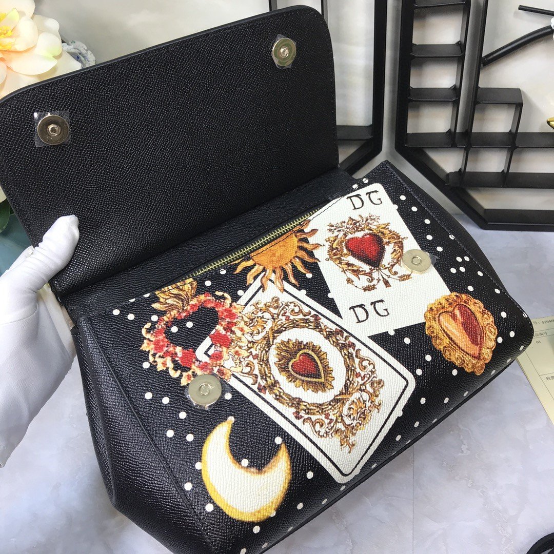 Dolce & Gabbana 90s Sicily Bag With Logo Print Multicolor For Women 10.2in/26cm DG